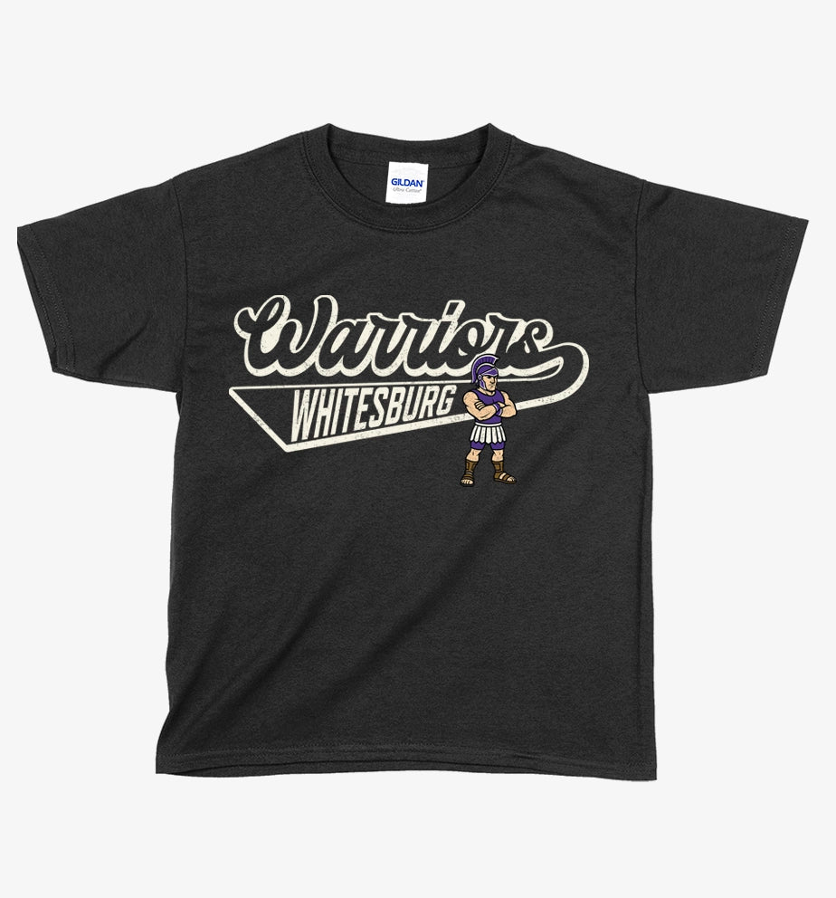 YOUTH Warriors Mascot Swoosh Tshirt - 5000b