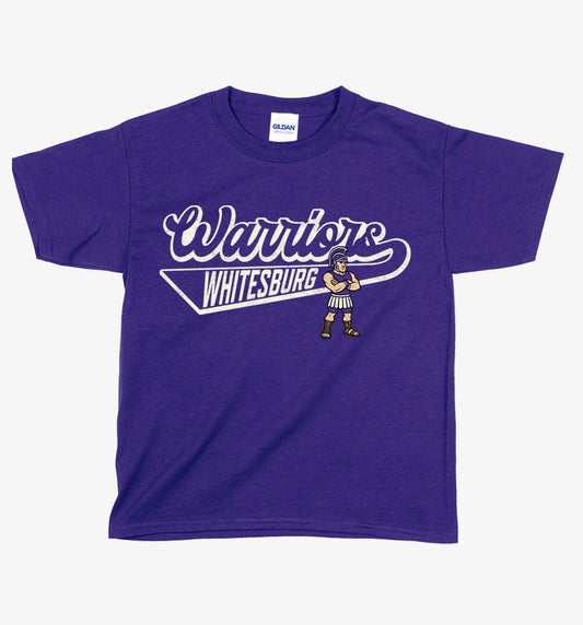 YOUTH Warriors Mascot Swoosh Tshirt - 5000b