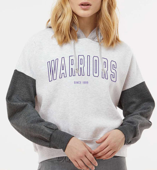 ADULT - Warriors Outline Arch Cropped Hoodie - W23716